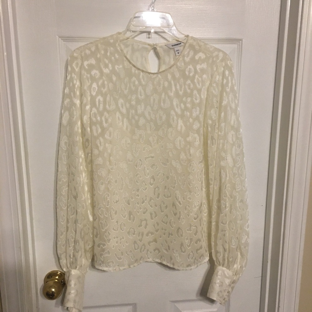 EXPRESS Womens Sheer Top Long Sleeve Office Wear Size Medium